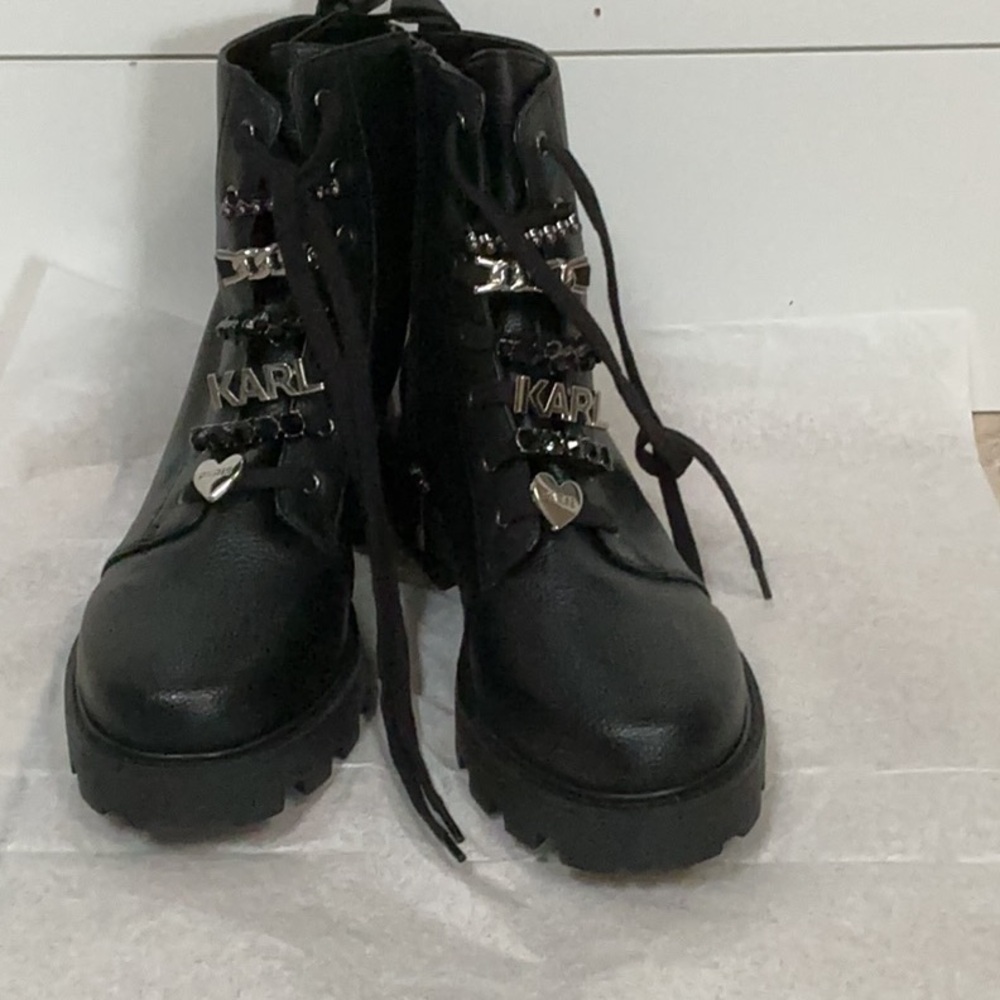 Karl Lagerfeld Black Boots with Silver Details